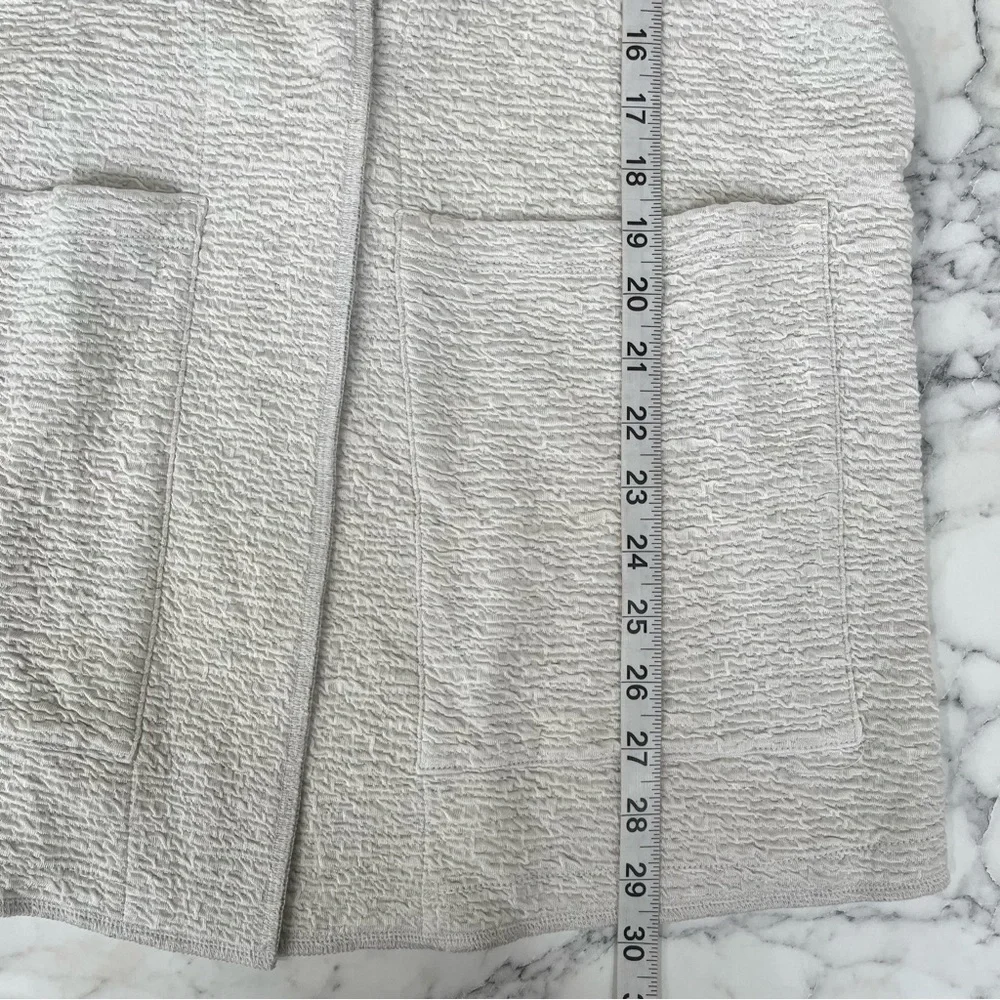 Eileen Fisher Grey Lyocell Single Button Textured Cardigan Pockets Size Medium